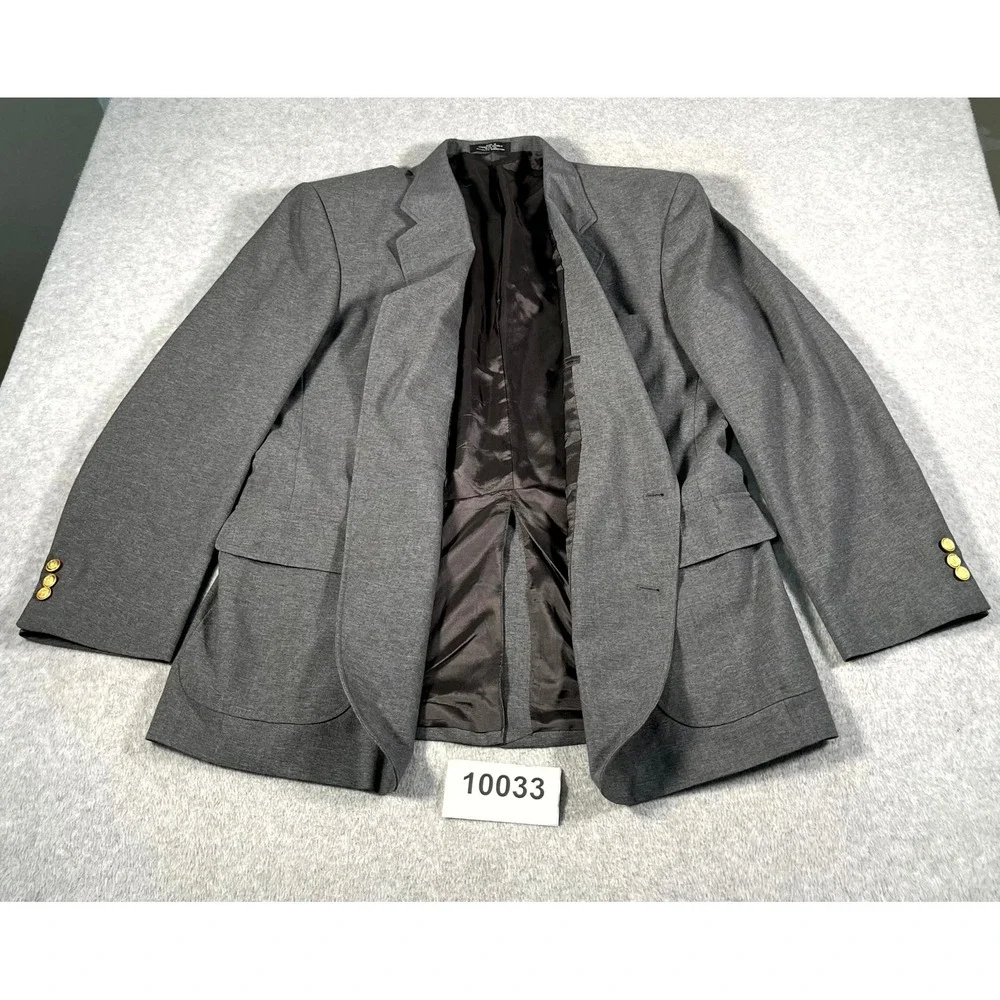 David Taylor Blazer Jacket Mens 46 Gray Lined Notch Lapel Single Breasted Formal